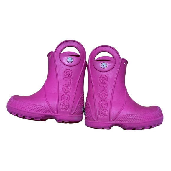 Crocs Pink Handle It Rain Boots Pull on Baby Girl Size 6C - Picture 5 of 9
